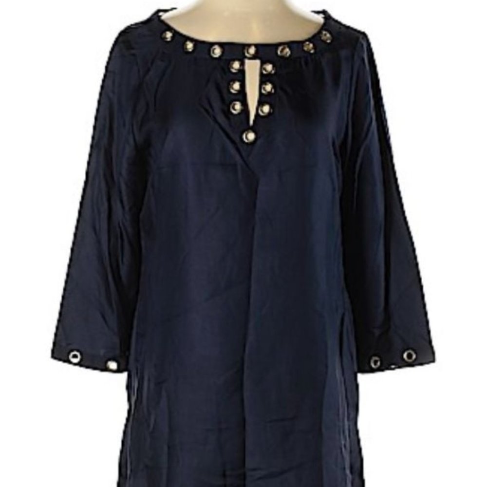100% silk navy coverup NWOT $107 XS